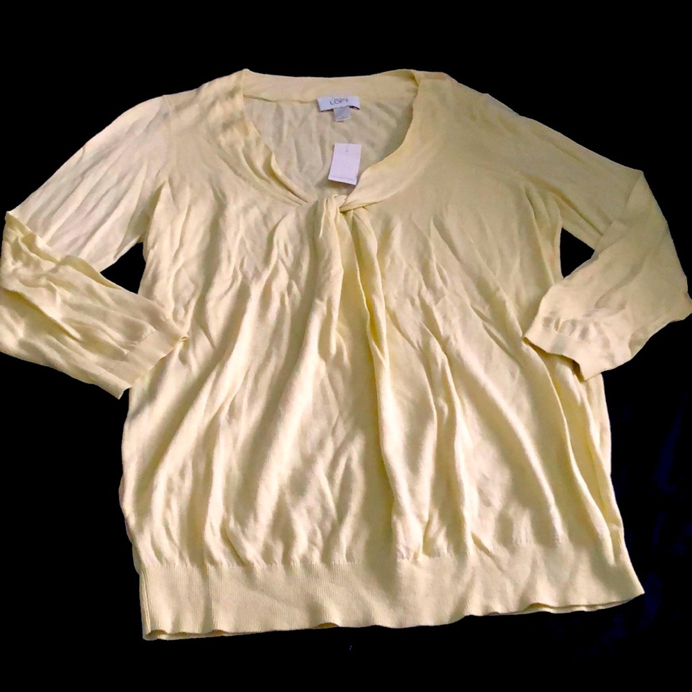 Ann Taylor Loft Pastel Lemon 3/4 Slv Sweater, L